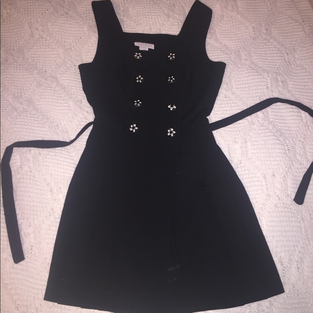 black button tie dress